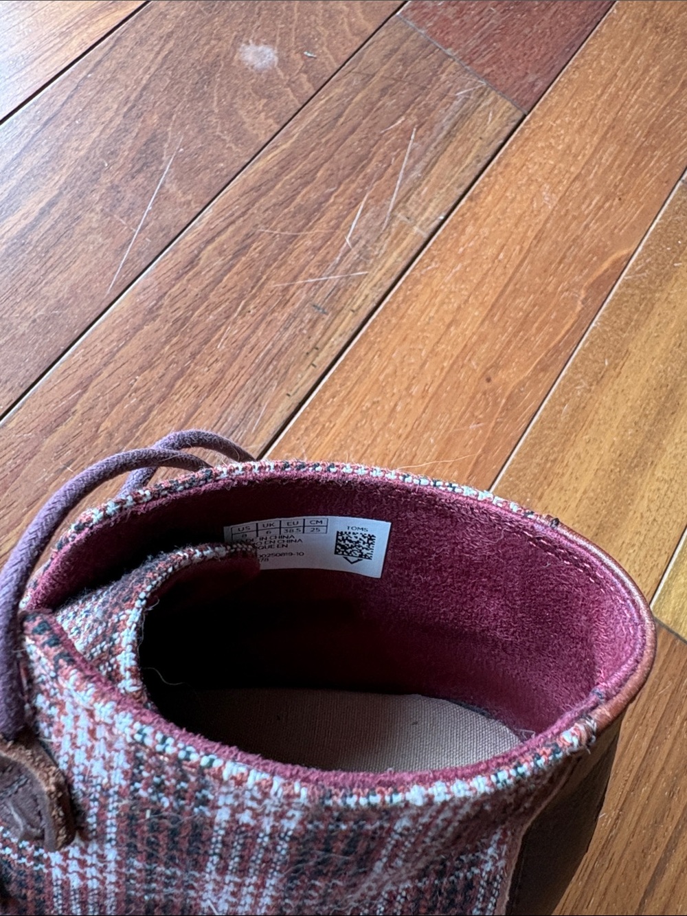 Toms Plaid Wedge Boots in Burgundy and Brown - Picture 5 of 5